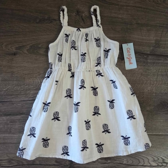 Cat & Jack Other - Cat & Jack Girls Toddler White & Black Pinapple Dress Size 3t NWT